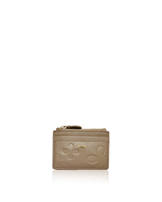 THEA - CARD HOLDER WITH ZIPPED COIN POCKET - Taupe