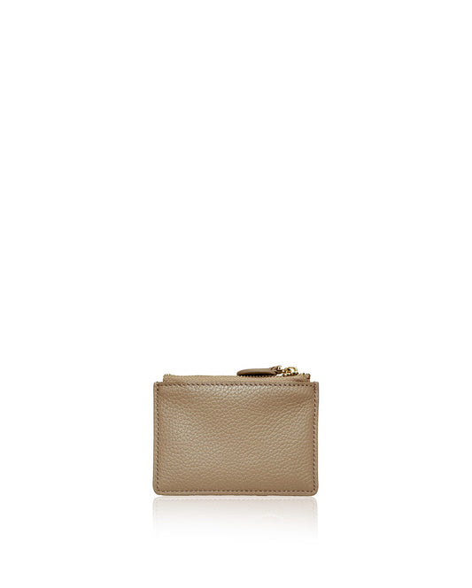THEA - CARD HOLDER WITH ZIPPED COIN POCKET - Taupe